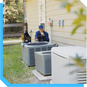 Technician checking for signs of AC repair in Duluth, GA