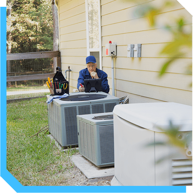Technician checking for signs of AC repair in Duluth, GA